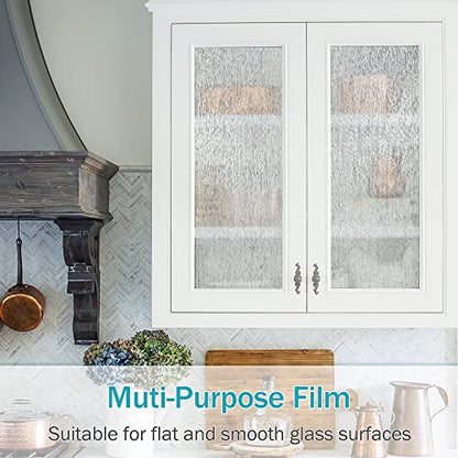 Rain Glass Window Film Privacy Static Window Clings Decorative Glass Sticker for Home Office Removable UV Protection Heat Control 17.7 x 78.7 inches