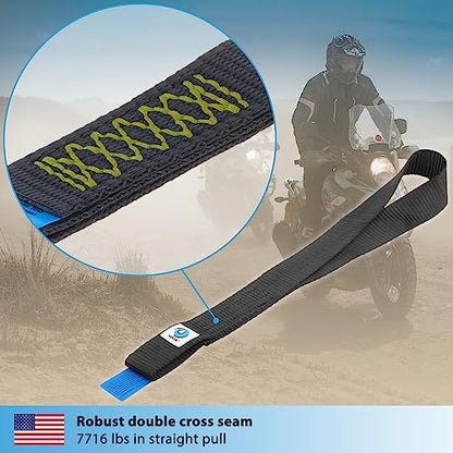 valonic Condor - Soft Loop tie Down Straps Heavy Duty - 4 Pack, 7716lbs, 1.4" x 18", Double Stitched, Black - for Motorcycle Handlebar - size: 1.5 FT - 7700 lbs