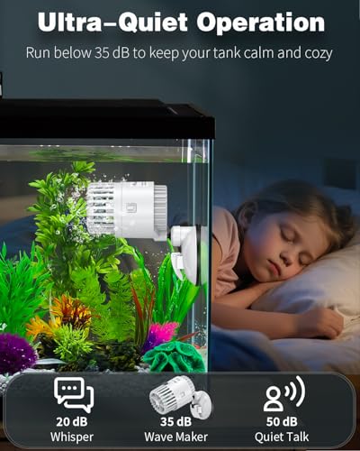Pawfly Wave Maker for Aquarium, 2000 GPH 10W Aquarium Powerhead, Quiet Submersible Wavemaker for Fish Tanks up to 150 Gallons, Water Circulation Pump with Strong Suction Cup Base - size: for Tanks up to 150 Gallons