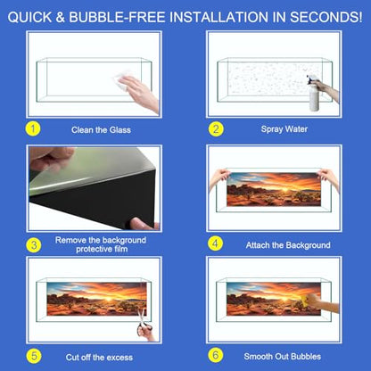 Aquarium Background & Terrarium Background – Ultra HD Static Cling, Tape-Free, Desert Sunset Design for Reptile Tank Decorations, Perfect for Bearded Dragon and Leopard Gecko Tanks 23.6 X 70.8 Inches - size: 23.6 X 70.8 Inches