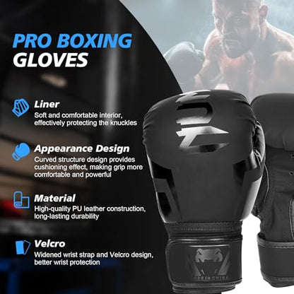 Inmorven Boxing Gloves, Training Sparring, Muay Thai MMA Kickboxing, Men Women, Heavy Punching Bag Focus Mitts Pads Workout, Ventilated Palm - XS