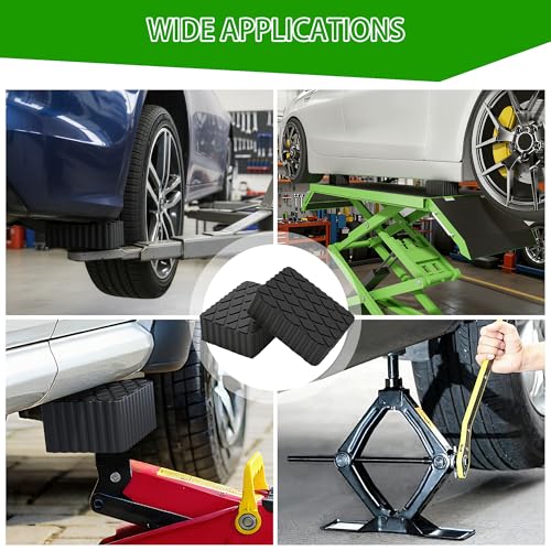 4pcs Solid Rubber Auto Lift Pads, Heavy Duty Car Lift Blocks 6-1/3" x 4-3/4" x 2", Universal Anti-Skid Rubber Spacer Blocks for Car Lift, Jacks and Racks, 3000 LBS Capacity for Each Pad
