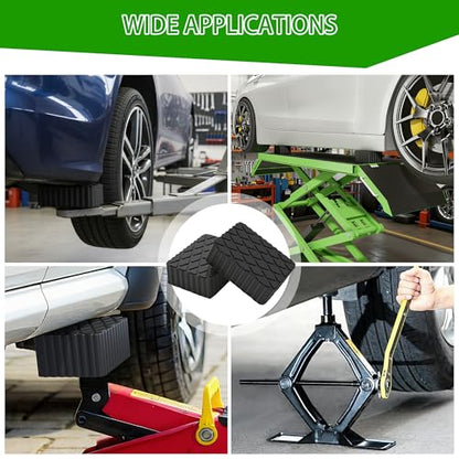 4pcs Solid Rubber Auto Lift Pads, Heavy Duty Car Lift Blocks 6-1/3" x 4-3/4" x 2", Universal Anti-Skid Rubber Spacer Blocks for Car Lift, Jacks and Racks, 3000 LBS Capacity for Each Pad
