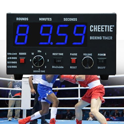 Classic Boxing Interval Timer, Digital Timer Gym with Led Display, 1-12 Challenge Rounds and Adjustable Buzzer, 30s-10min Workout and 0/30/60s Rest Time, for Gym Home Garages Workout Outdoor,Blue - color: Blue