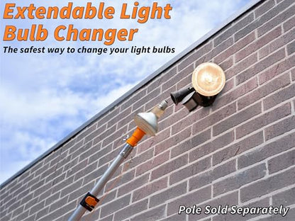 Light Bulb Changer Attachment Kit // High Reach Light Bulb Changer Grabber Fits All Extension Poles with Standard Acme Thread // Includes 2 Suction Cups and a Microfiber Cloth (Pole Sold Separately)