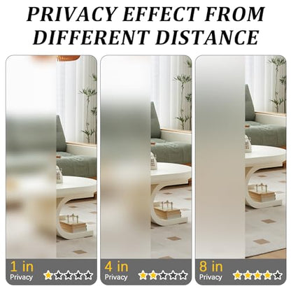 Window Privacy Film, Frosted Glass Static Cling Non-Adhesive Window Cover For Bathroom UV Sunlight Blocking Heat Control For Home Decorative Frosting Pure Matte White Size 17.5 x 78.74 Inches