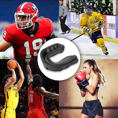 2 Pack Football Mouth Guard, Sports Mouth Guard Youth Football Mouthguard with Strap and Box Basketball, Sport Mouthguard for Lacrosse, Hockey, MMA(for Ages 8+)
