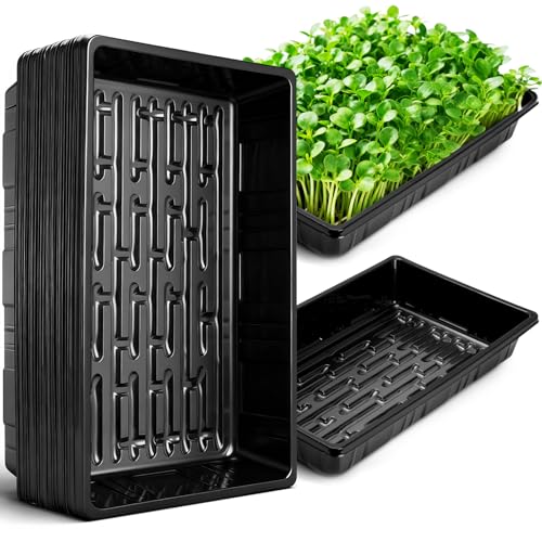 Upgraded 20 Pack Plant Growing Trays Seed Starting Tray Microgreens Growing Trays Seedling Plant Germination Starter Tray Transplant Fodder Flats, No Holes, No Leakage, Reusable (1015) - size: 1015