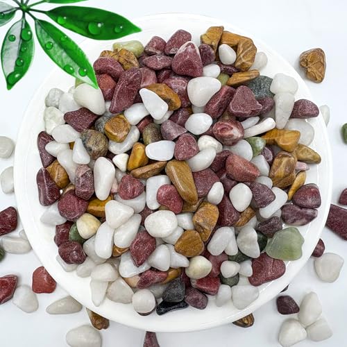 SIDONG 5 LB Natural Gravel Pebbles, 2/5 Inch Small Pea Gravel Stones, Decorative River Rocks for Succulents, Aquariums, Vases, Indoor Plants, Garden Landscaping, DIY - color: Colorful, size: 5 Pounds