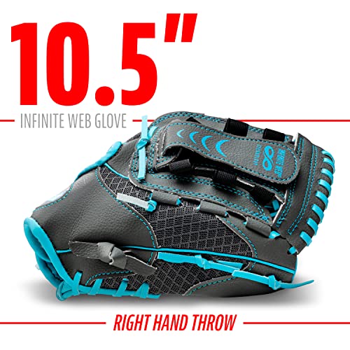 Franklin Sports Youth Teeball Gloves - Shok Sorb Kids Baseball + Teeball Mitt - Boys + Girls Fielder Gloves - 10.5" Inch - color: Graphite/Blue