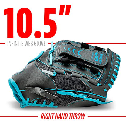 Franklin Sports Youth Teeball Gloves - Shok Sorb Kids Baseball + Teeball Mitt - Boys + Girls Fielder Gloves - 10.5" Inch - color: Graphite/Blue
