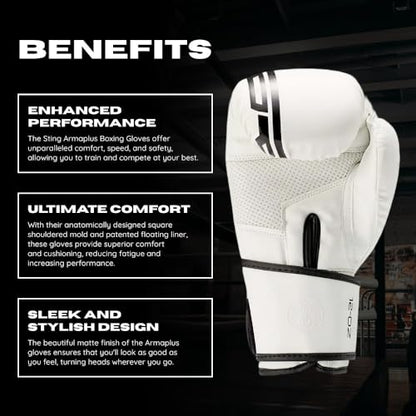 STING Armaplus Boxing Gloves - color: White, size: 14 Oz
