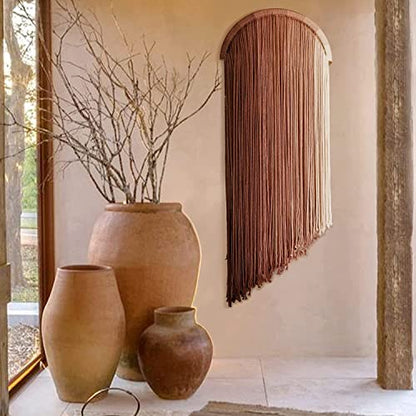 Macrame Boho Wall Decor - Pink Yarn Wall Hanging, 20" Circle Hoop - color: Pink