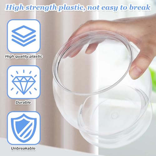 Plastic Fish Bowl 38 oz Decorative Small Mini Fishbowl Round Plastic Aquarium Fish Bowls Unbreakable Heavy Duty Bowl for Centerpiece Vases, Party Decorations, Pack of 1