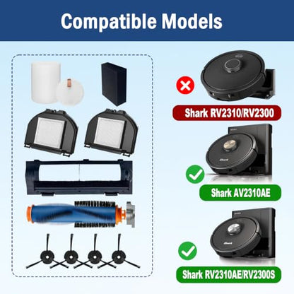 RV2300S Replacement Parts for Shark Matrix AV2310AE/RV2310AE/RV2300S Matrix 1 Main Brush, 2 dustbin Filters, 1 Base Filter, 1 Sponge,4 Side Brushes,1 Main brush Cover