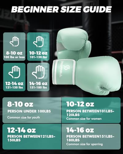 Boxing Gloves for Men & Women, Beginner Kickboxing, 8-16oz - color: Green, size: 16oz