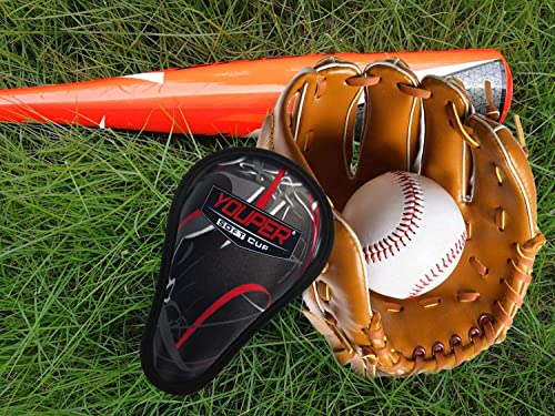 Youper Boys Youth Soft Foam Protective Athletic Cup (Ages 7-12), Kid Athletic Cup for Baseball, T-Ball, Football - color: Black Red