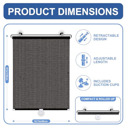 Aquarium Light Blocker Retractable Adjustable Fish Tank Light Blocker Black Mesh Curtain Aquarium Background Backdrop, Easy Installation with Suction Cups, 15.7 x 51 Inch