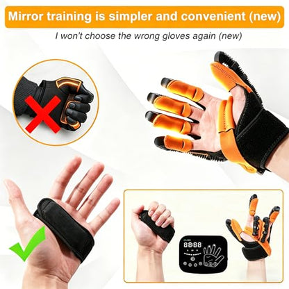 9th Gen Hand Rehabilitation Robot Gloves for Stroke Recovery | Home Physical Therapy for Hand Weakness & Hemiplegia, Finger Exerciser with 4 Modes Training & 5 Independent Air Valves - color: Black - Both Hand Pair (2-Pack)-M