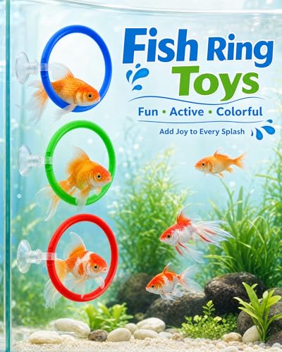 7 Pcs Betta Fish Enrichment Toys, 1 Mirror with Floating Ball, 1 Clouds Decoration, 4 Exercise Training Rings, 1 Resting Leaf, Tank Accessories Set