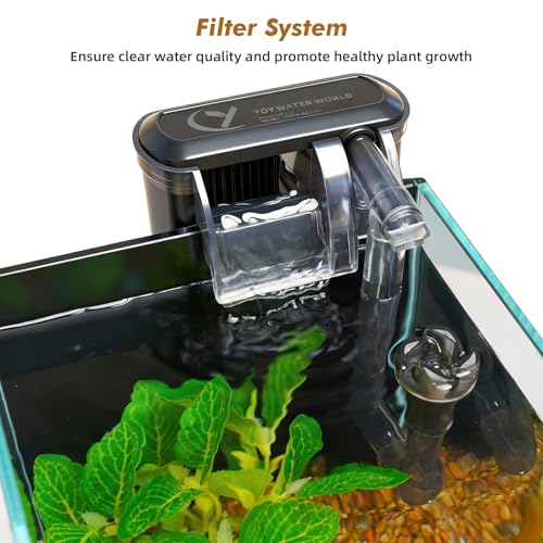 Glass Fish Tank, 2.8 Gallon Betta Fish Tank Aquarium Starter Kit with Filter and Light, Small Desktop Aquarium Kit for Betta, Goldfish, Small Fish or shrimg
