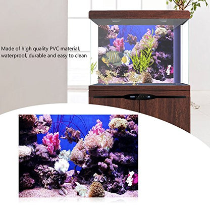 Fish Tank Background, 3D Effect Adhesive Coral Seaworld Poster, PVC Sticker Singel Sided Adhesive Wallpaper Background Poster Aquarium Wall Decorations(61 * 30cm) - size: 61*30cm