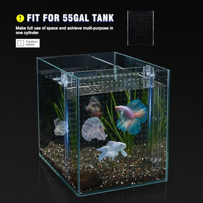 Acrylic Fish Tank Divider,55 Gallon Tank Divider,Adjustment Clear Fish Tank Separator Set with Suction Cups (55gallon)