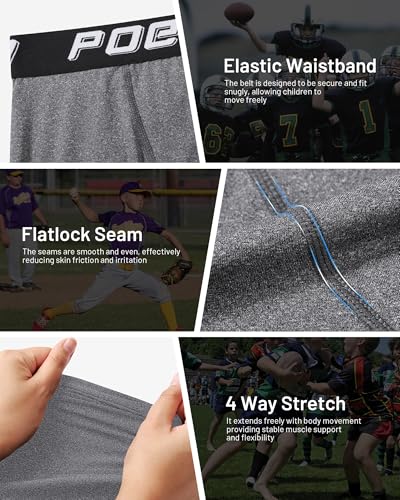 Youth Boys Baseball Cup Underwear Kids Football Compression Shorts with Soft Protective Athletic Cup Boxer Brief - color: Grey+grey, size: Medium