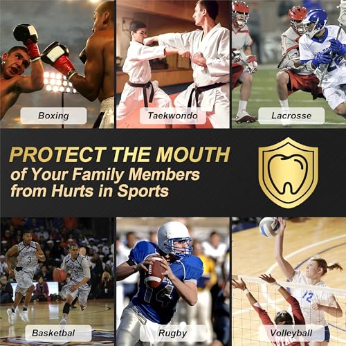 BBTO 6 Pack Kids Youth Mouth Guard for Football Sports, Boys Girls Mouthguard with Case, Soft Mouth Guard for Hockey Boxing Basketball, Ages 4+ - color: Red, Blue, White, Black, Yellow, Pink