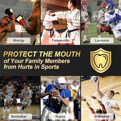 BBTO 6 Pack Kids Youth Mouth Guard for Football Sports, Boys Girls Mouthguard with Case, Soft Mouth Guard for Hockey Boxing Basketball, Ages 4+ - color: Red, Blue, White, Black, Yellow, Pink