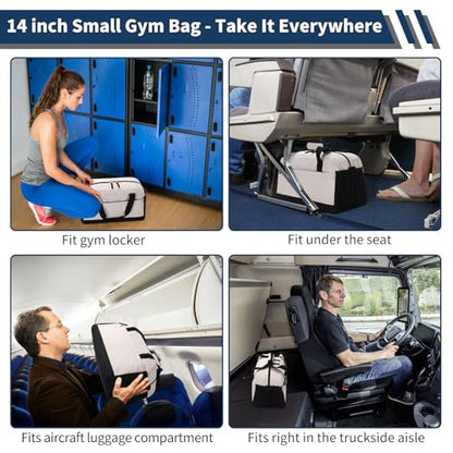 Small Gym Bag with Wet Pocket - 14 inch Mini Duffle Bag for Men & Women Lightweight Carry On Bag for Travel Sport - Beige - color: Beige