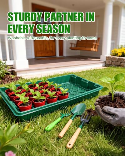 10 Packs Seed Starter Trays (No Drain Holes), 14.8"x9.6" Thicken Reusable Plant Grow Trays, Ideal for Seed Starting, Growing Microgreens, Indoor Gardening, 2.2" Deep