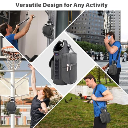 icolor Magnetic Gym Bag Water Bottle Carrier Holder with Phone Pockets & Shoulder Strap,Gym Magnetic Bag 5 Built-in Magnets Gym Accessories Organizer Sling Bottle Bag Pouch Sleeve - color: Gray