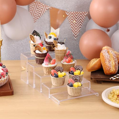 10 Pack Acrylic Display Risers, 2 Set(7”L~8”L~9”L) Perfume Stand Organizer, Easy to Store Clear Cupcake Stand, Display Risers for Retail Stores Special Events Exhibitions Home Decoration