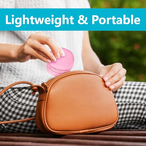 Travel Denture Case Denture Soaking Container with Brush, Denture Cleaning Case Retainer Bath Box Case False Teeth Container - Leak Proof & Lid Waterproof - Transparent Pink - color: Transparent Pink