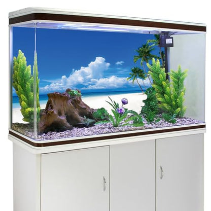 AWERT 36x18 inches Nature Landscape Aquarium Background Beach Coconut Trees Clouds Sea Natural Scenery Fish Tank Background Cloud Sky Summer Scenery Fish Tank Background - size: 36x18in/90x45cm