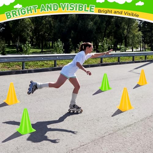 Reginary 40 Pcs Training Cones for Sports, 7 Inch - color: Yellow, Green