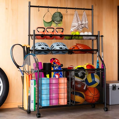 Garage Sports Equipment Organizer, Ball Storage Rack Large - size: Large