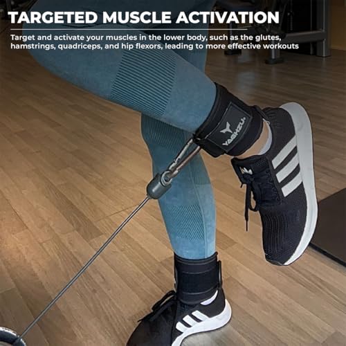 Adjustable Gym Ankle Straps for Cable Machines Women & Men, Glute Kickbacks - color: Black, size: Single