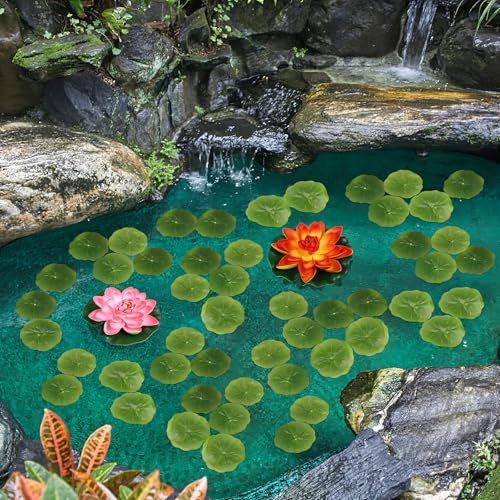 SEWACC 30pcs Artificial Lily Pads Fake Lotus Leaves Aquarium Floating Plants Fish Tank Decorations Landscape Ornaments