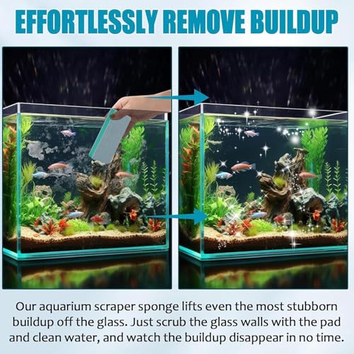 6 Pieces Aquarium Supplies Glass Cleaner Brush 9x4x1.2cm Scrubber Pad Aquarium Glass Cleaning Tool for Fish Turtle Tank