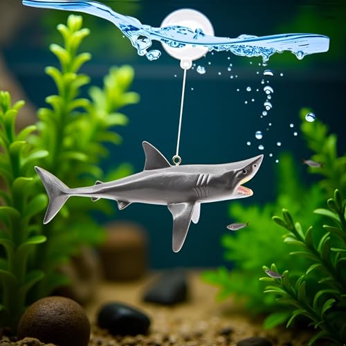 1 Pc Floating Shark Ornament - Adjustable Aquarium Shark Animal Decor | Aquarium Floating Shark Ornaments Thematic Ornaments Suitable for Aquarium All Kinds of Fish Tank and Home, Shark Pool Décor