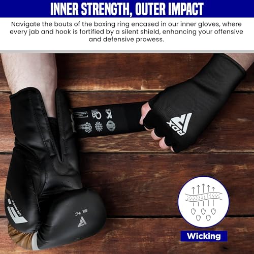 RDX Boxing Hand Wraps Inner Gloves Men Women, Half Finger Elasticated Bandages, Under Mitts Fist Protection, Muay Thai, Kickboxing, MMA, Martial Arts Speed Bag Punching Training - color: Blue White, size: X-Large