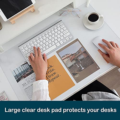 Office Desk Blotter Pad Clear Mats Table Protector PVC Writing Mat Plastic Desk Overlay for Laptop Computer Desktop Keyboard Pads Vinyl Wipeable Waterproof Home with Mouse Pad Mat Extra Large 24x48 - size: 24 x 48 inch