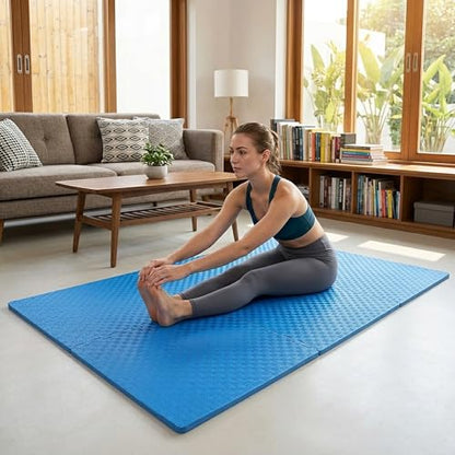 BalanceFrom Puzzle Exercise Mat 1" Thick, EVA Interlocking Foam Floor - color: Blue, style: One Inch Thick, 24 Square Feet