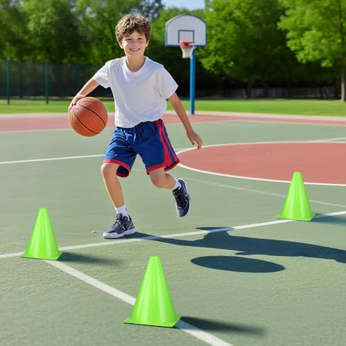 36pcs Cones 7 Inch Soccer Cones and Plastic Traffic Cones, Durable Cones for Sports Training, Ideal for Soccer, Basketball, Football, Skating, and Agility Drills Practice - color: green