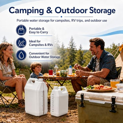 2.5 Gallon Water Jug with Lid, 10 Liter HDPE Plastic Carboy Jar, Empty Gallon Jug and Liquid Storage Container for Water, Used Oil and Garage Use