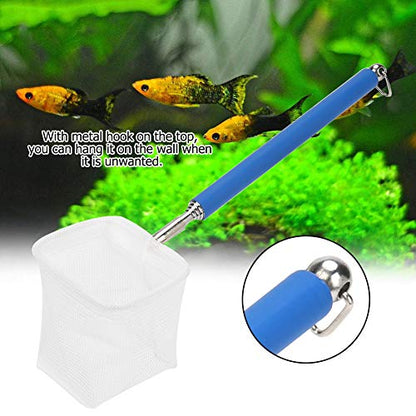 Adjustable Mini Fishing Net Pole, Stainless Steel Shrimp Net with Metal Hook for Aquarium, Lightweight and Portable Great Accessories to Get Small Fish, Pole 20-57.5cm Expandable