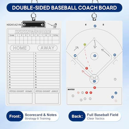 Magnetic Baseball Coach Clipboard, Dry Erase Coach Lineup Board, Premium Tactical Baseball Coaching Board with 40 Lineup Cards and Marker, Dugout Display Softball Coaching Accessories - color: B-vertical