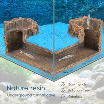 Fish Tank Corner Underground Hideout Cave Decor for Fish Shrimp Hiding Breeding, Aquarium Resin Decorations,Stump Style - style: Stump